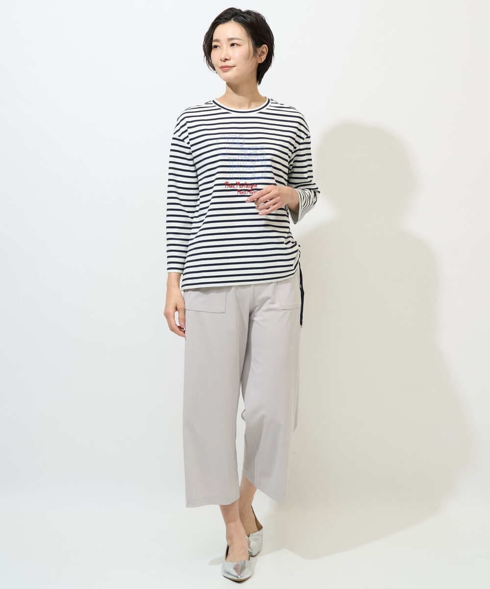 PZKGE44190 GEORGES RECH(ジョルジュ・レッシュ) ドロストアシンメトリーボーダーカットソー ベージュ