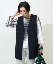 PZKGE44190 GEORGES RECH(ジョルジュ・レッシュ) ドロストアシンメトリーボーダーカットソー ベージュ