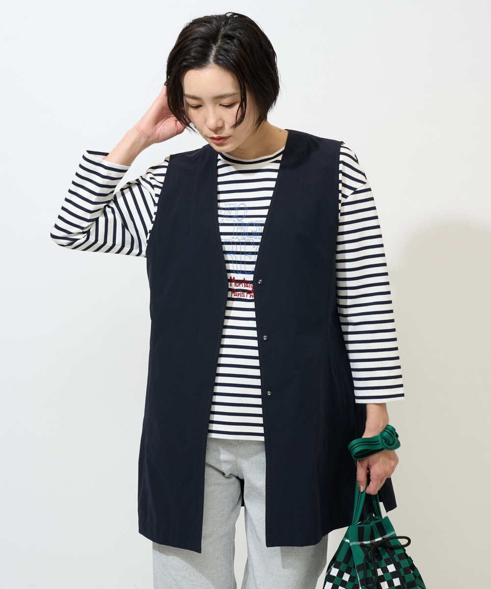 PZKGE44190 GEORGES RECH(ジョルジュ・レッシュ) ドロストアシンメトリーボーダーカットソー ベージュ