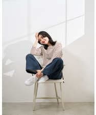 PZKGE44190 GEORGES RECH(ジョルジュ・レッシュ) ドロストアシンメトリーボーダーカットソー ベージュ