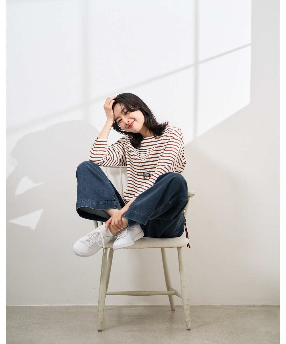 PZKGE44190 GEORGES RECH(ジョルジュ・レッシュ) ドロストアシンメトリーボーダーカットソー ベージュ