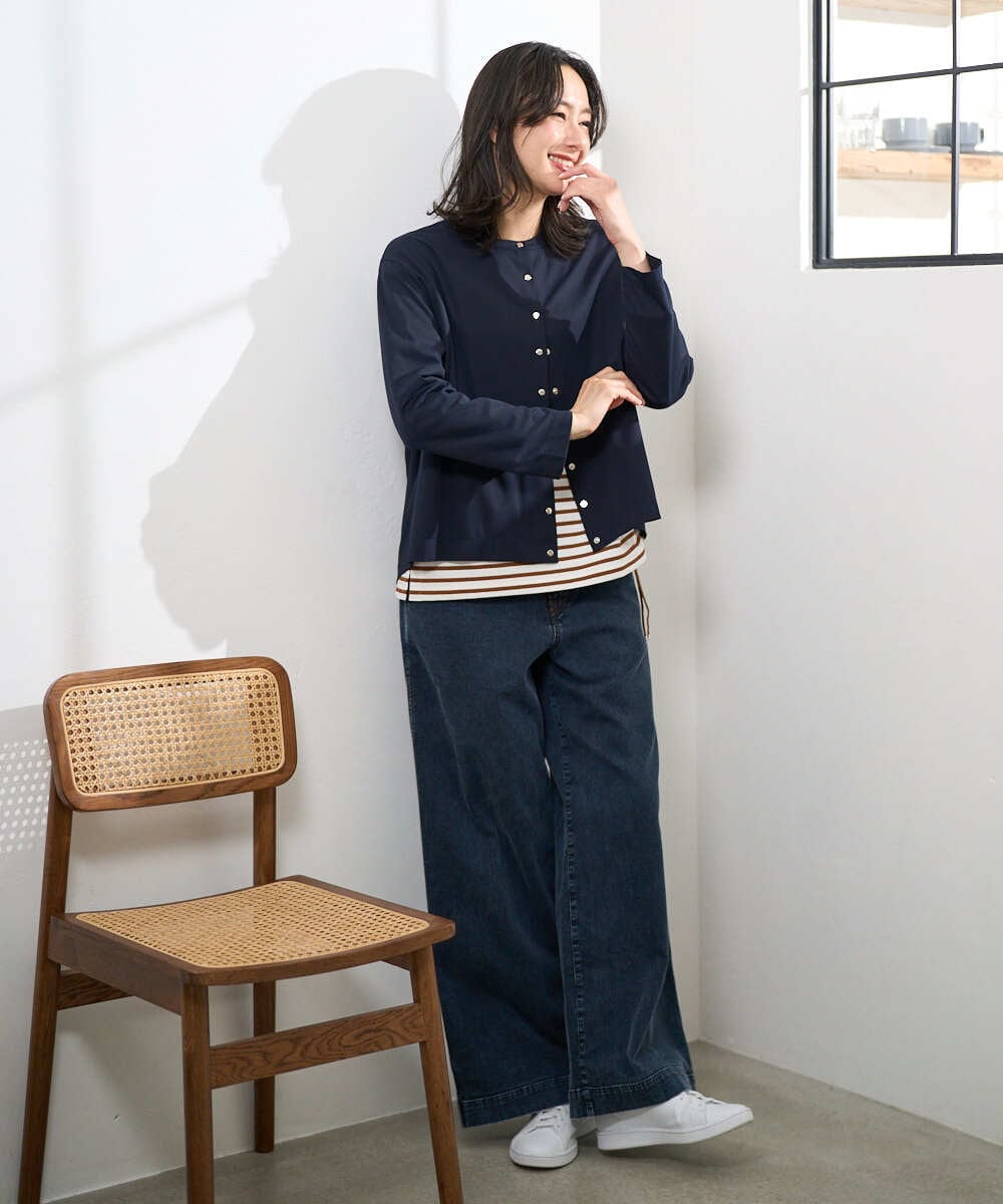 PZKGE44190 GEORGES RECH(ジョルジュ・レッシュ) ドロストアシンメトリーボーダーカットソー ベージュ