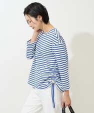 PZKGE44190 GEORGES RECH(ジョルジュ・レッシュ) ドロストアシンメトリーボーダーカットソー ベージュ