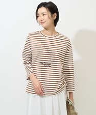 PZKGE44190 GEORGES RECH(ジョルジュ・レッシュ) ドロストアシンメトリーボーダーカットソー ベージュ