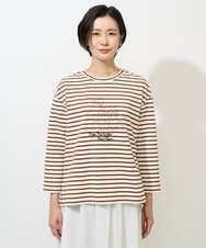 PZKGE44190 GEORGES RECH(ジョルジュ・レッシュ) ドロストアシンメトリーボーダーカットソー ベージュ