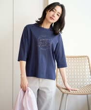 PZKGE45170 GEORGES RECH(ジョルジュ・レッシュ) [接触冷感]ラメコード刺繍ロゴカットソー ネイビー