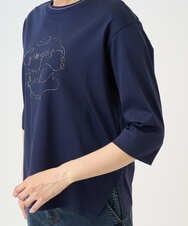 PZKGE45170 GEORGES RECH(ジョルジュ・レッシュ) [接触冷感]ラメコード刺繍ロゴカットソー ネイビー