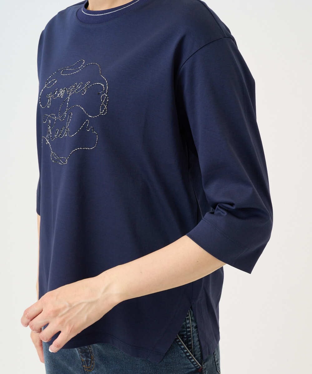 PZKGE45170 GEORGES RECH(ジョルジュ・レッシュ) [接触冷感]ラメコード刺繍ロゴカットソー ネイビー