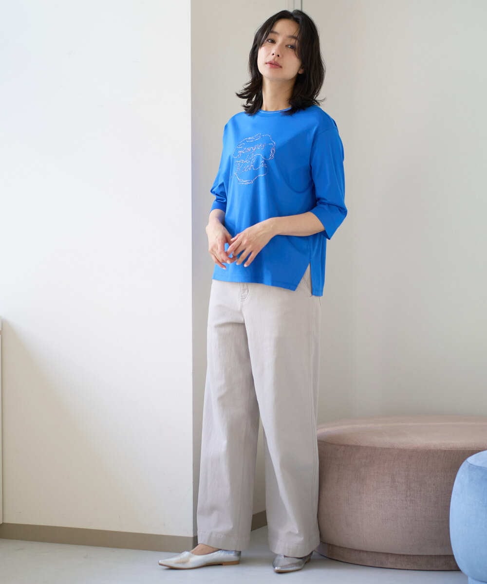 PZKGE45170 GEORGES RECH(ジョルジュ・レッシュ) [接触冷感]ラメコード刺繍ロゴカットソー ネイビー