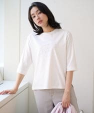 PZKGE45170 GEORGES RECH(ジョルジュ・レッシュ) [接触冷感]ラメコード刺繍ロゴカットソー ネイビー