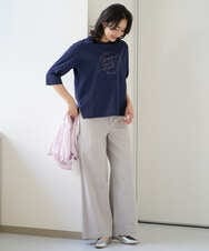 PZKGE45170 GEORGES RECH(ジョルジュ・レッシュ) [接触冷感]ラメコード刺繍ロゴカットソー ネイビー