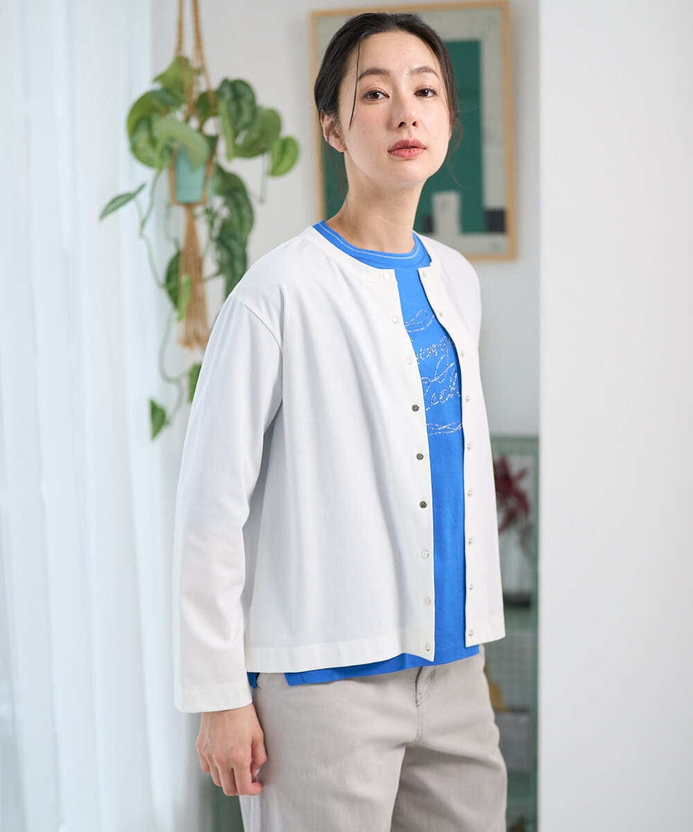 PZKGE45170 GEORGES RECH(ジョルジュ・レッシュ) [接触冷感]ラメコード刺繍ロゴカットソー ネイビー