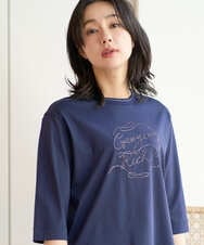 PZKGE45170 GEORGES RECH(ジョルジュ・レッシュ) [接触冷感]ラメコード刺繍ロゴカットソー ネイビー