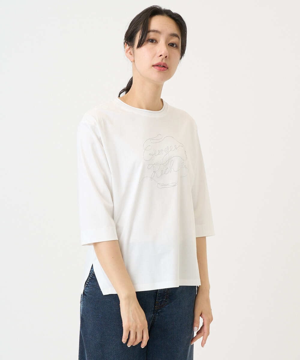 PZKGE45170 GEORGES RECH(ジョルジュ・レッシュ) [接触冷感]ラメコード刺繍ロゴカットソー ネイビー