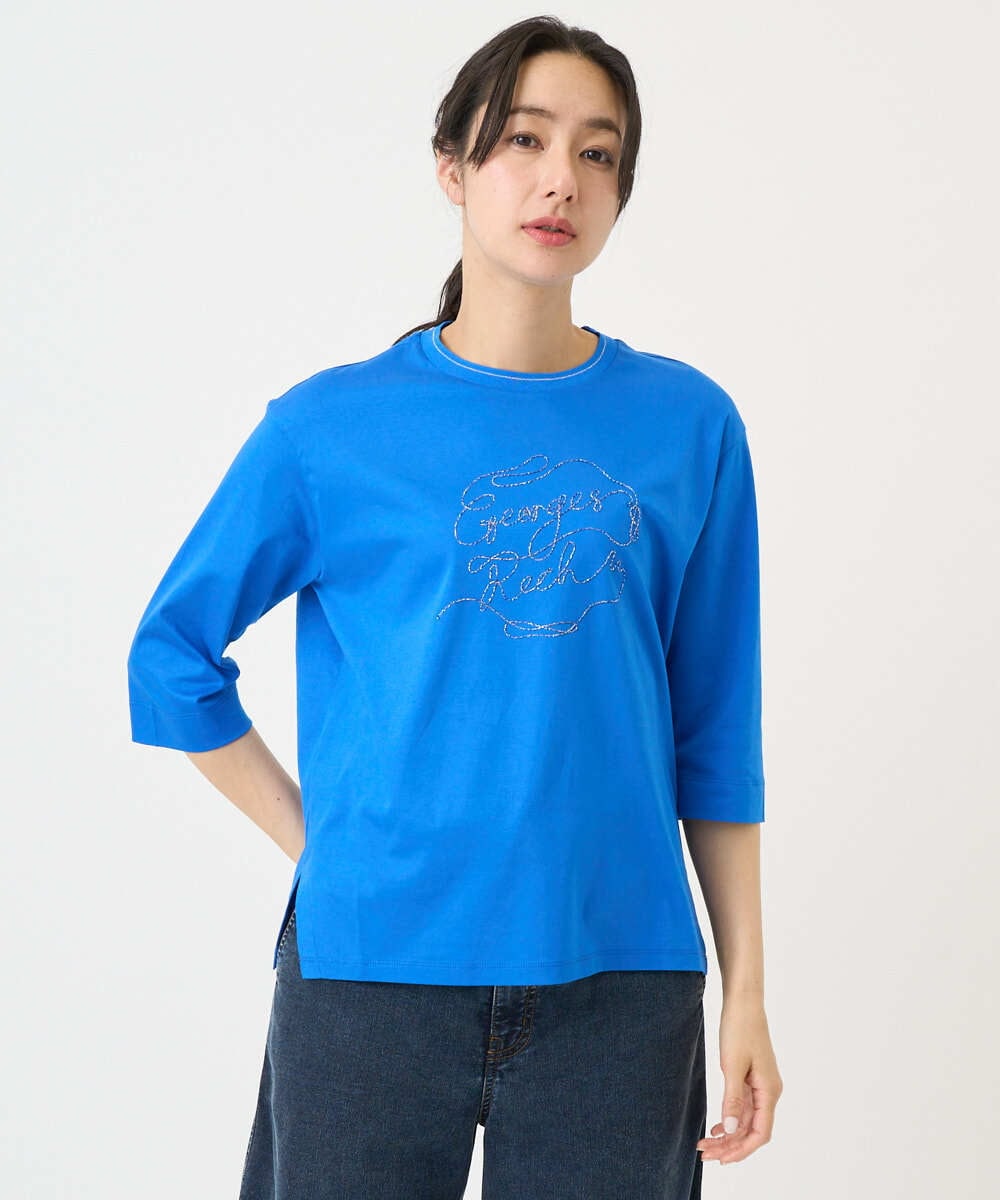 PZKGE45170 GEORGES RECH(ジョルジュ・レッシュ) [接触冷感]ラメコード刺繍ロゴカットソー ネイビー