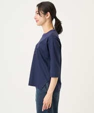 PZKGE45170 GEORGES RECH(ジョルジュ・レッシュ) [接触冷感]ラメコード刺繍ロゴカットソー ネイビー