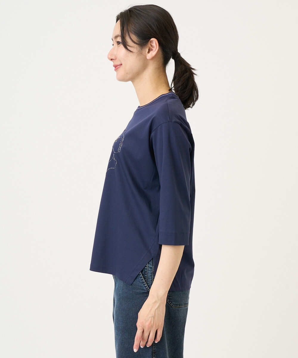 PZKGE45170 GEORGES RECH(ジョルジュ・レッシュ) [接触冷感]ラメコード刺繍ロゴカットソー ネイビー