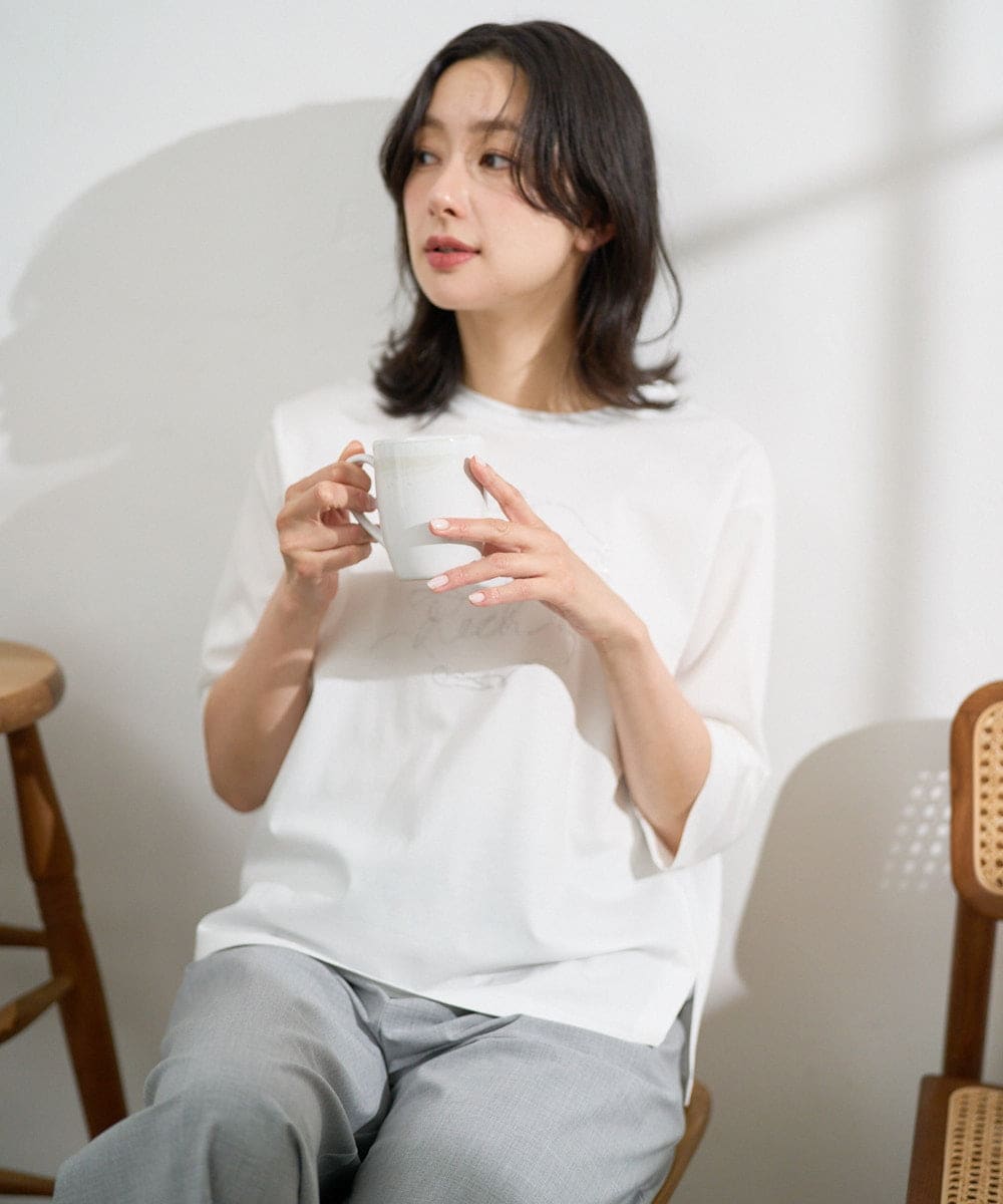 PZKGE45170 GEORGES RECH [接触冷感]ラメコード刺繍ロゴカットソー