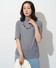 PZKGE49140 GEORGES RECH(ジョルジュ・レッシュ)  [日本製]ボトルネックセミシアーボーダーカットソー ダークグレー