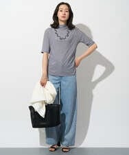 PZKGE49140 GEORGES RECH(ジョルジュ・レッシュ)  [日本製]ボトルネックセミシアーボーダーカットソー ダークグレー