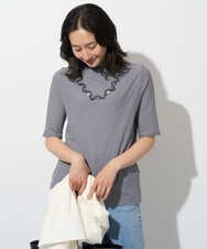 PZKGE49140 GEORGES RECH(ジョルジュ・レッシュ)  [日本製]ボトルネックセミシアーボーダーカットソー ダークグレー