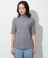 PZKGE49140 GEORGES RECH(ジョルジュ・レッシュ)  [日本製]ボトルネックセミシアーボーダーカットソー ダークグレー