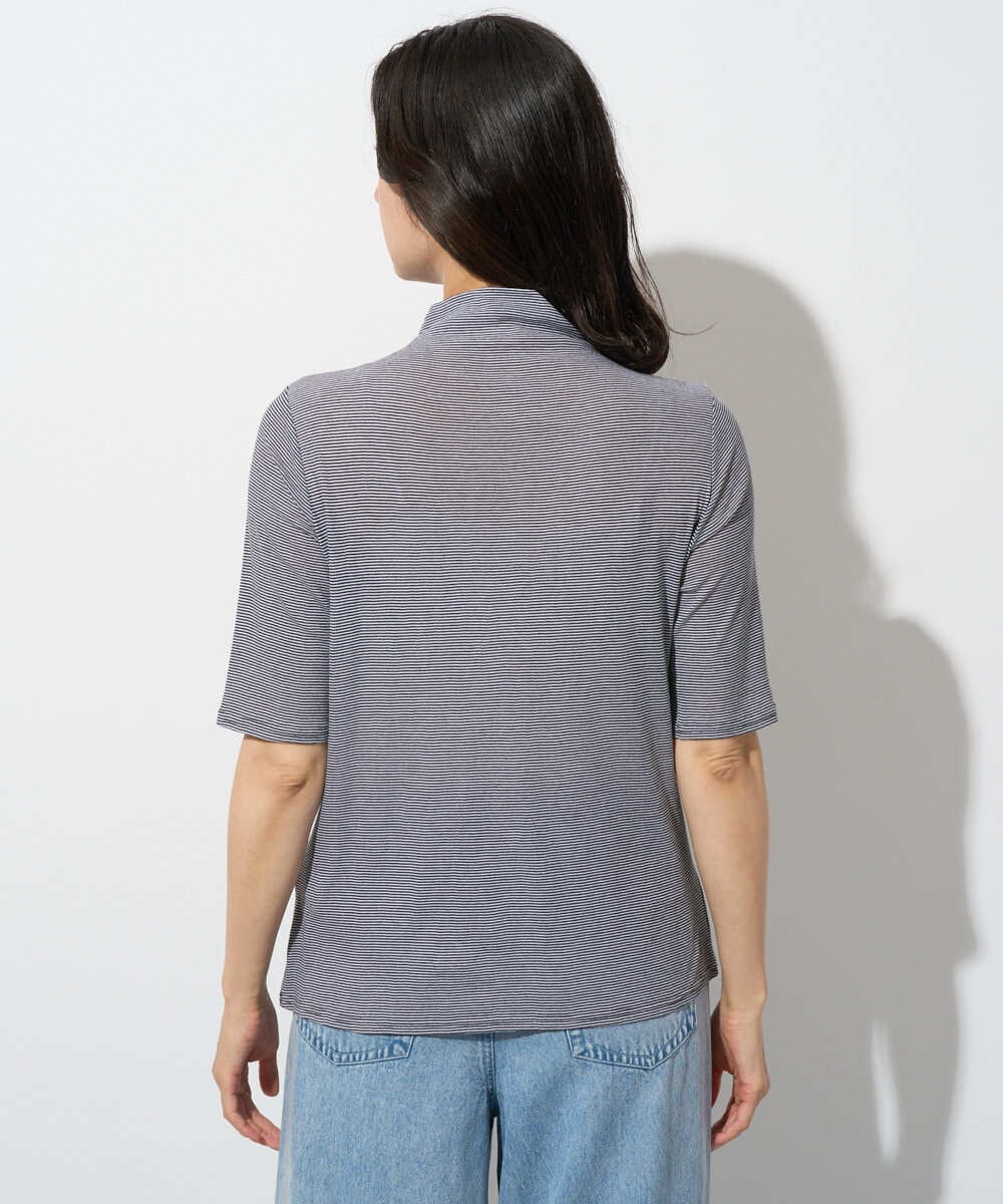 PZKGE49140 GEORGES RECH(ジョルジュ・レッシュ)  [日本製]ボトルネックセミシアーボーダーカットソー ダークグレー