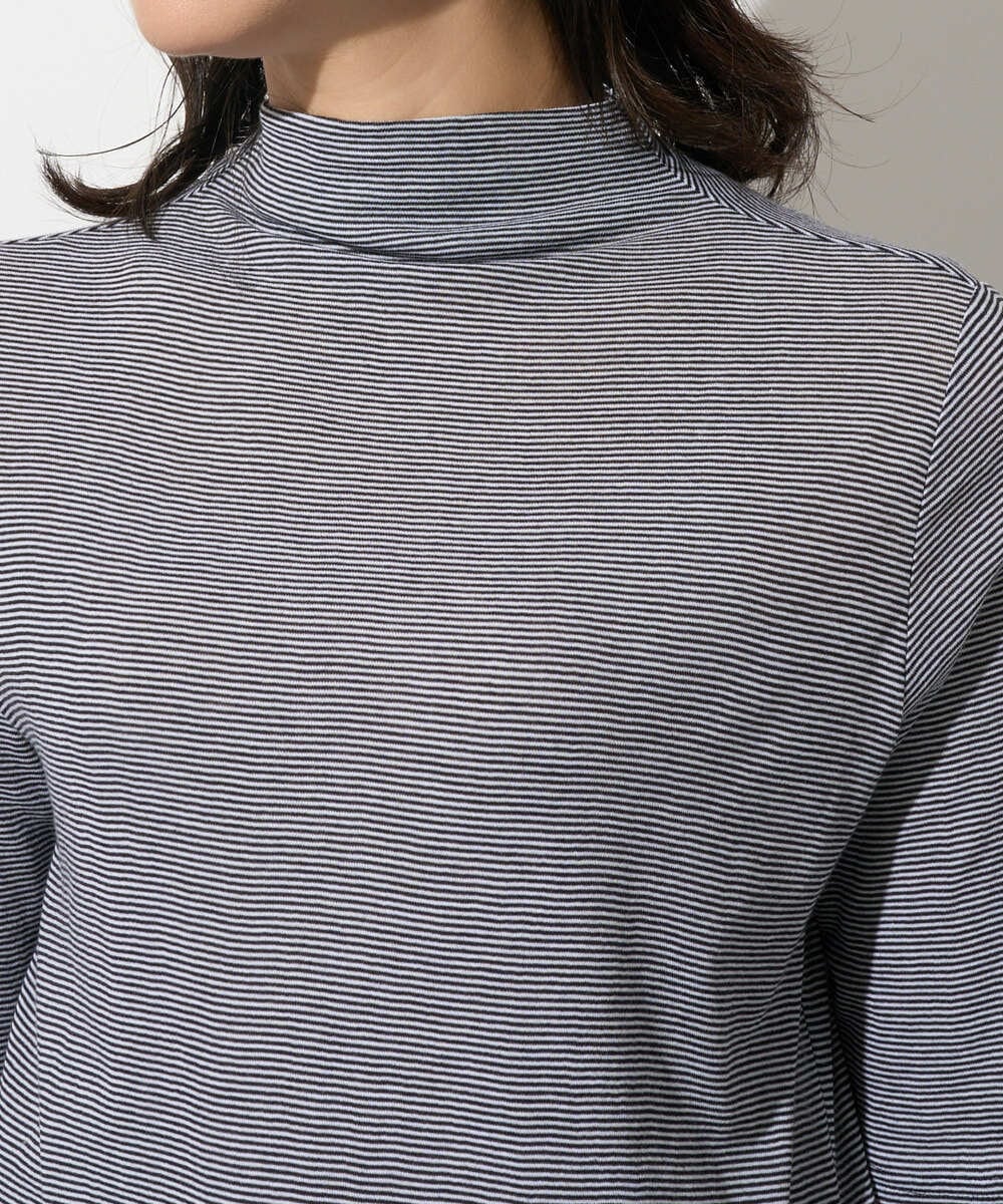 PZKGE49140 GEORGES RECH(ジョルジュ・レッシュ)  [日本製]ボトルネックセミシアーボーダーカットソー ダークグレー