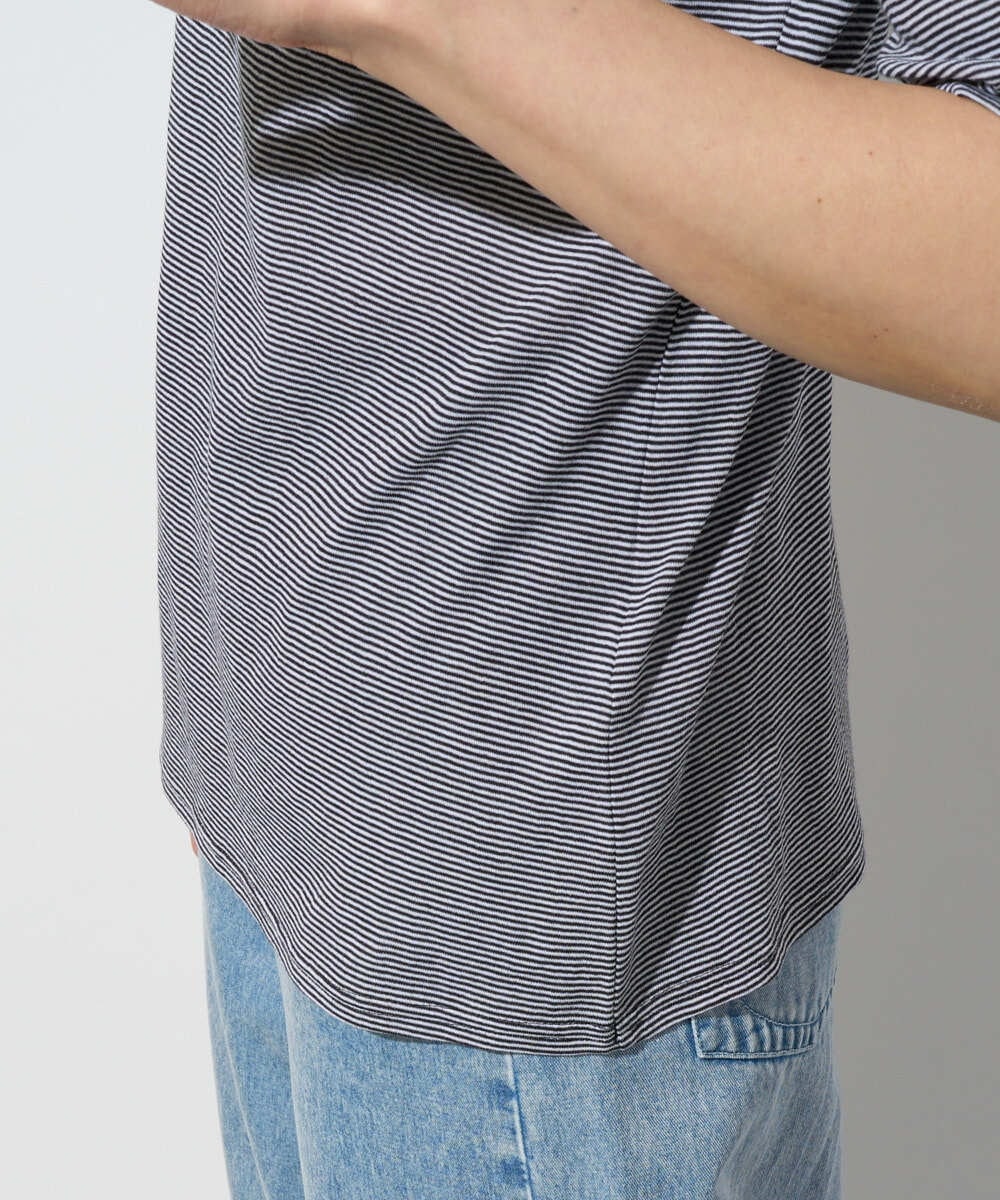 PZKGE49140 GEORGES RECH(ジョルジュ・レッシュ)  [日本製]ボトルネックセミシアーボーダーカットソー ダークグレー