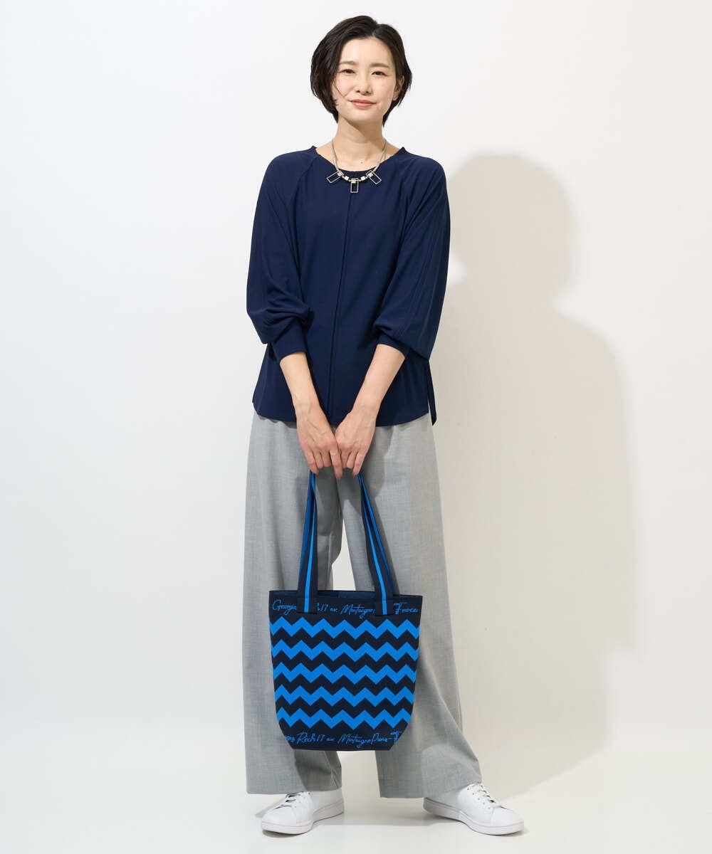 PZKGE49180 GEORGES RECH(ジョルジュ・レッシュ) リネンライクジャージーブラウソー ネイビー