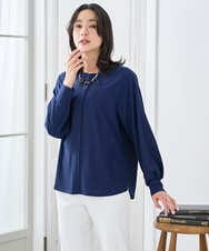 PZKGE49180 GEORGES RECH(ジョルジュ・レッシュ) リネンライクジャージーブラウソー ネイビー