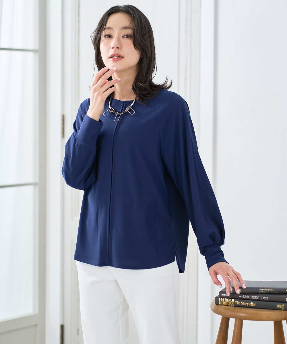 PZKGE49180 GEORGES RECH(ジョルジュ・レッシュ) リネンライクジャージーブラウソー ネイビー