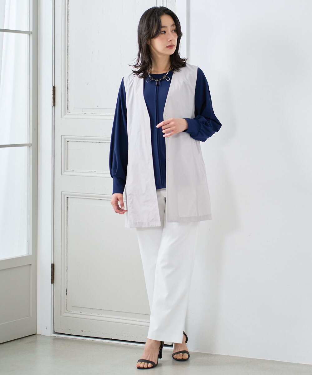 PZKGE49180 GEORGES RECH(ジョルジュ・レッシュ) リネンライクジャージーブラウソー ネイビー