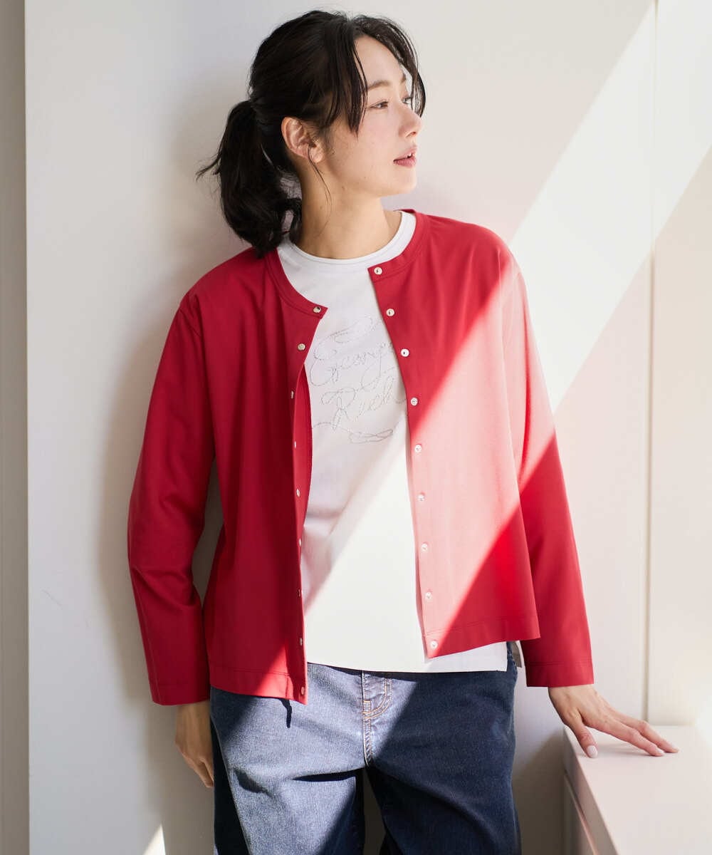 PZKGE50250 GEORGES RECH(ジョルジュ・レッシュ) ジャージースナップカーディガン ネイビー