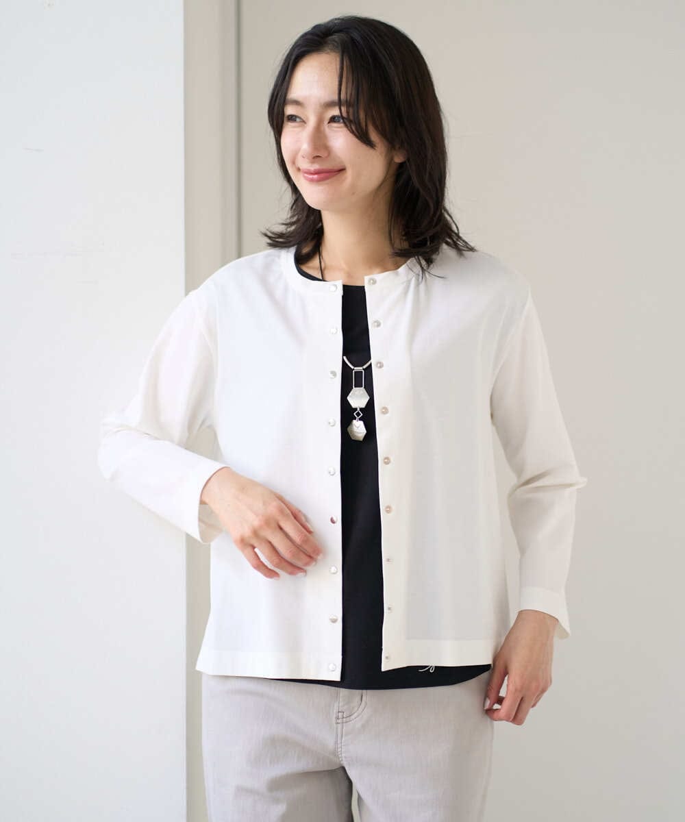 PZKGE50250 GEORGES RECH(ジョルジュ・レッシュ) ジャージースナップカーディガン ネイビー