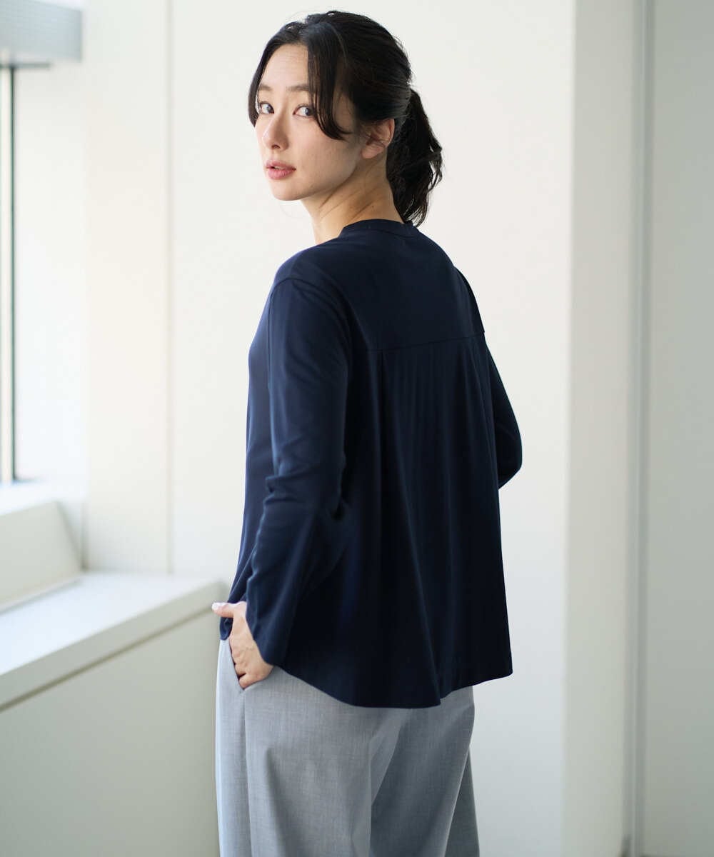 PZKGE50250 GEORGES RECH(ジョルジュ・レッシュ) ジャージースナップカーディガン ネイビー