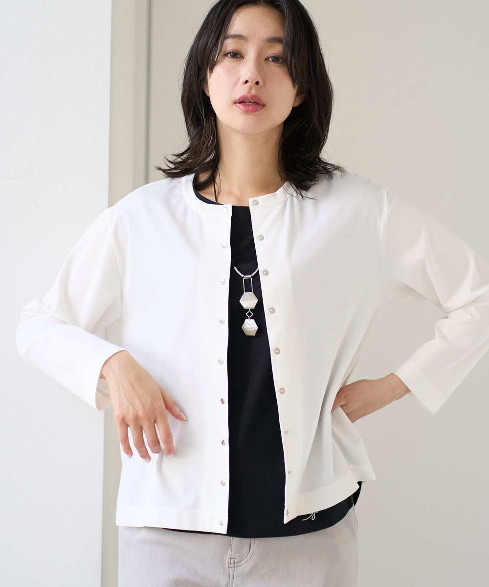 PZKGE50250 GEORGES RECH(ジョルジュ・レッシュ) ジャージースナップカーディガン ホワイト