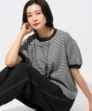 PZKGF28170 GEORGES RECH(ジョルジュ・レッシュ) ギンガムチェックジャージーカットソー ブラック