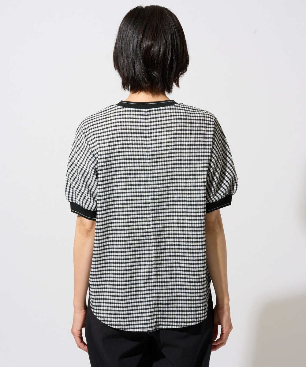 PZKGF28170 GEORGES RECH(ジョルジュ・レッシュ) ギンガムチェックジャージーカットソー ブラック