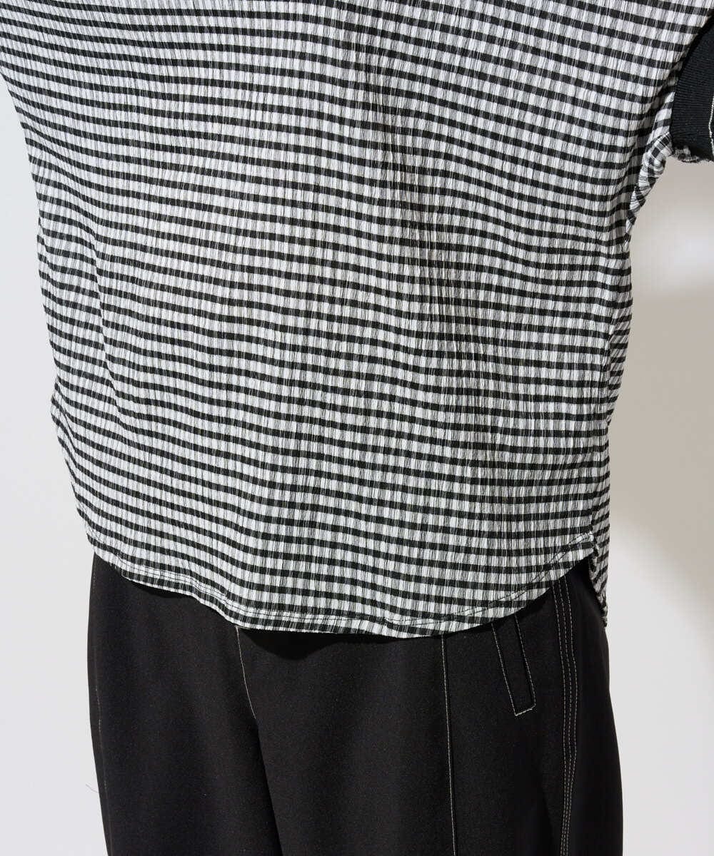 PZKGF28170 GEORGES RECH(ジョルジュ・レッシュ) ギンガムチェックジャージーカットソー ブラック