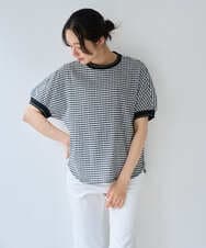 PZKGF28170 GEORGES RECH(ジョルジュ・レッシュ) ギンガムチェックジャージーカットソー ブラック