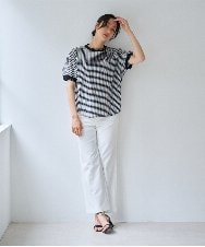 PZKGF28170 GEORGES RECH(ジョルジュ・レッシュ) ギンガムチェックジャージーカットソー ブラック