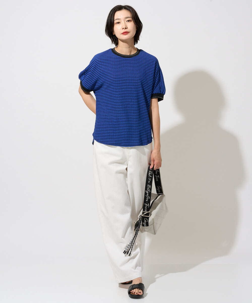 PZKGF28170 GEORGES RECH(ジョルジュ・レッシュ) ギンガムチェックジャージーカットソー ブラック