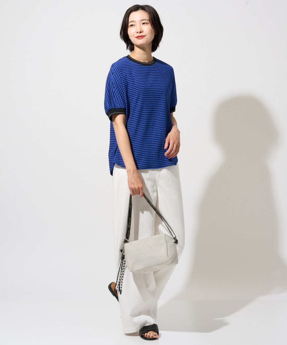 PZKGF28170 GEORGES RECH(ジョルジュ・レッシュ) ギンガムチェックジャージーカットソー ブラック