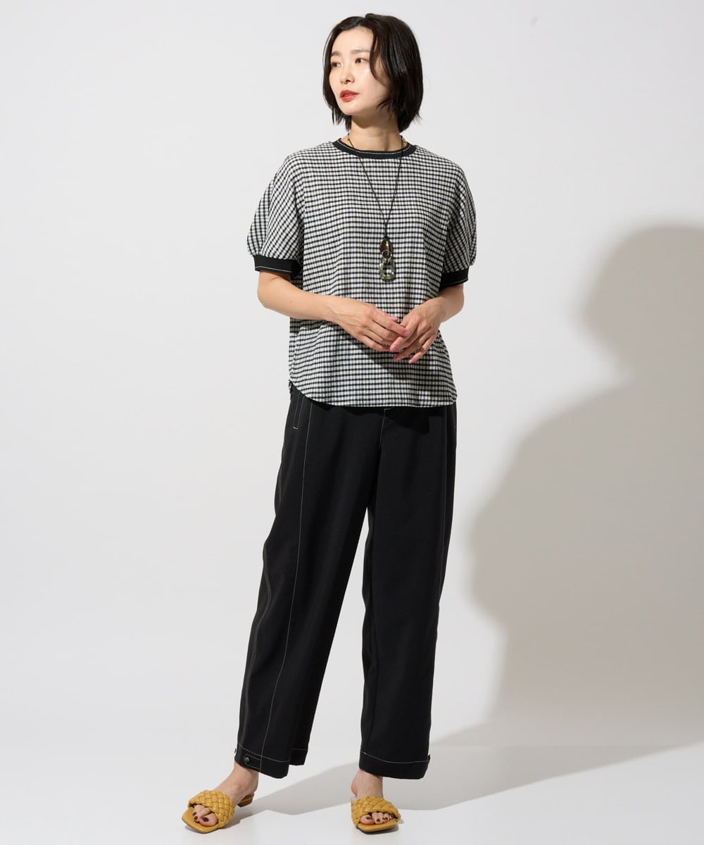 PZKGF28170 GEORGES RECH(ジョルジュ・レッシュ) ギンガムチェックジャージーカットソー ブラック