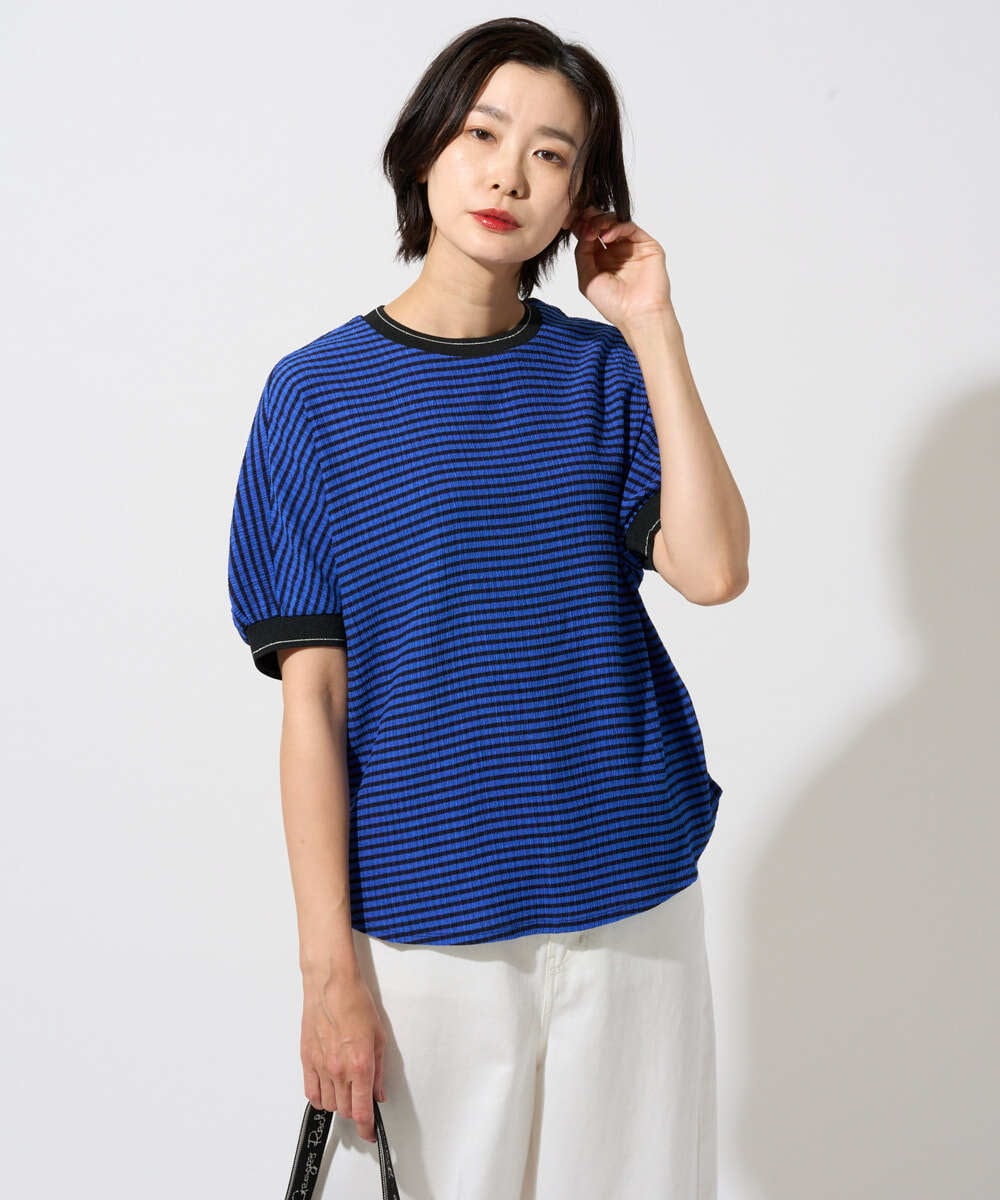 PZKGF28170 GEORGES RECH(ジョルジュ・レッシュ) ギンガムチェックジャージーカットソー ブラック