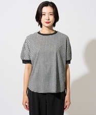 PZKGF28170 GEORGES RECH(ジョルジュ・レッシュ) ギンガムチェックジャージーカットソー ブラック