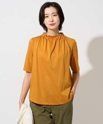 PZKGF29180 GEORGES RECH タックフリルボトルネック5分袖カットソー