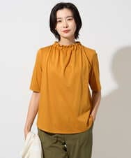 PZKGF29180 GEORGES RECH(ジョルジュ・レッシュ) タックフリルボトルネック5分袖カットソー オレンジ