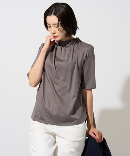 PZKGF29180 GEORGES RECH タックフリルボトルネック5分袖カットソー